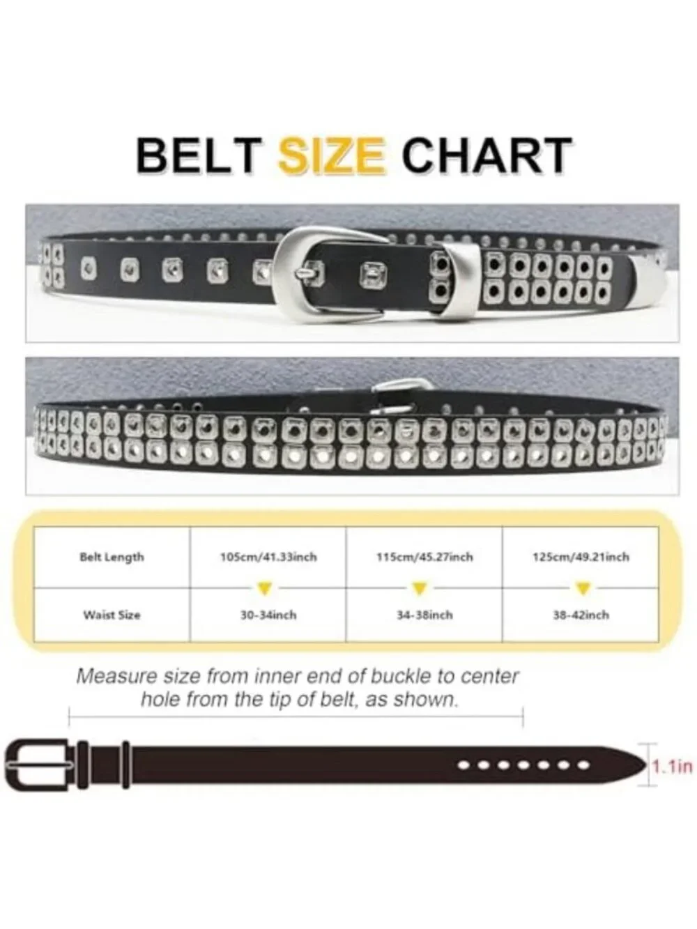 Black Studded Genuine Leather Belt for Men & Women - Y2K Goth Punk Style